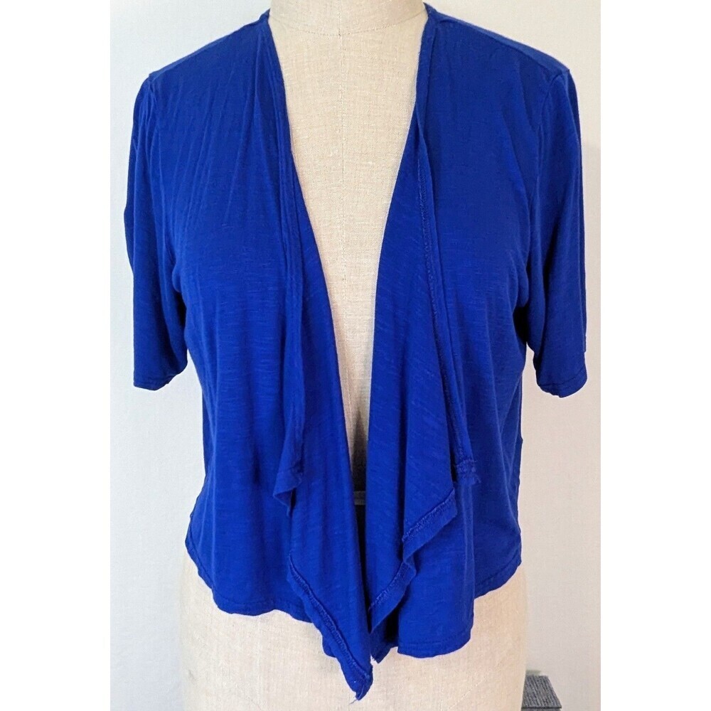 Apt. 9 Royal Blue Open Front Drape Cardigan Short Sleeve Rayon Plus Size 1X